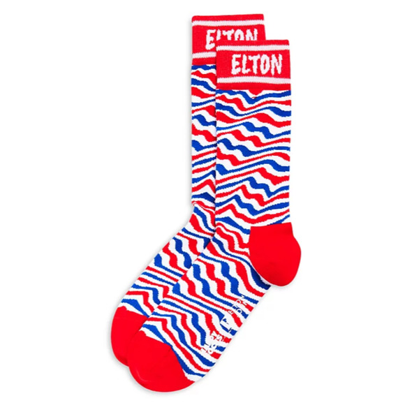 Happy Socks Men Elton John Striped Crew Socks Red/Blue Fits Shoe Size 8-8 - Picture 1 of 3